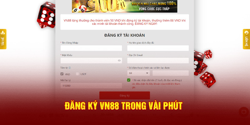 Đăng ký VN88 trong vài phút